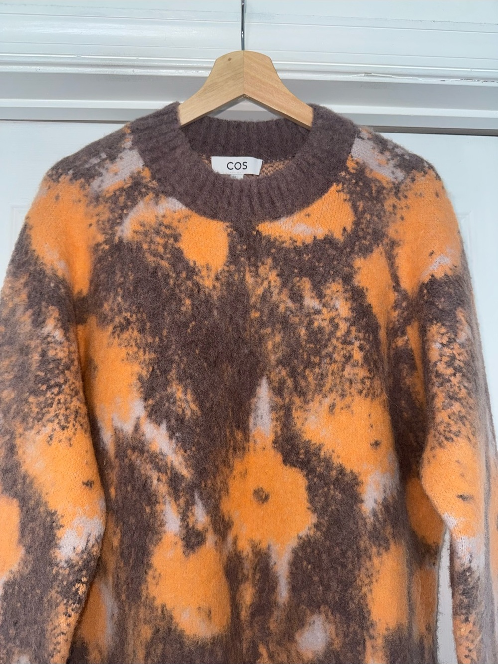COS Abstract Floral Mohair-Blend Sweater Jumper Orange & Brown M - Picture 5 of 9